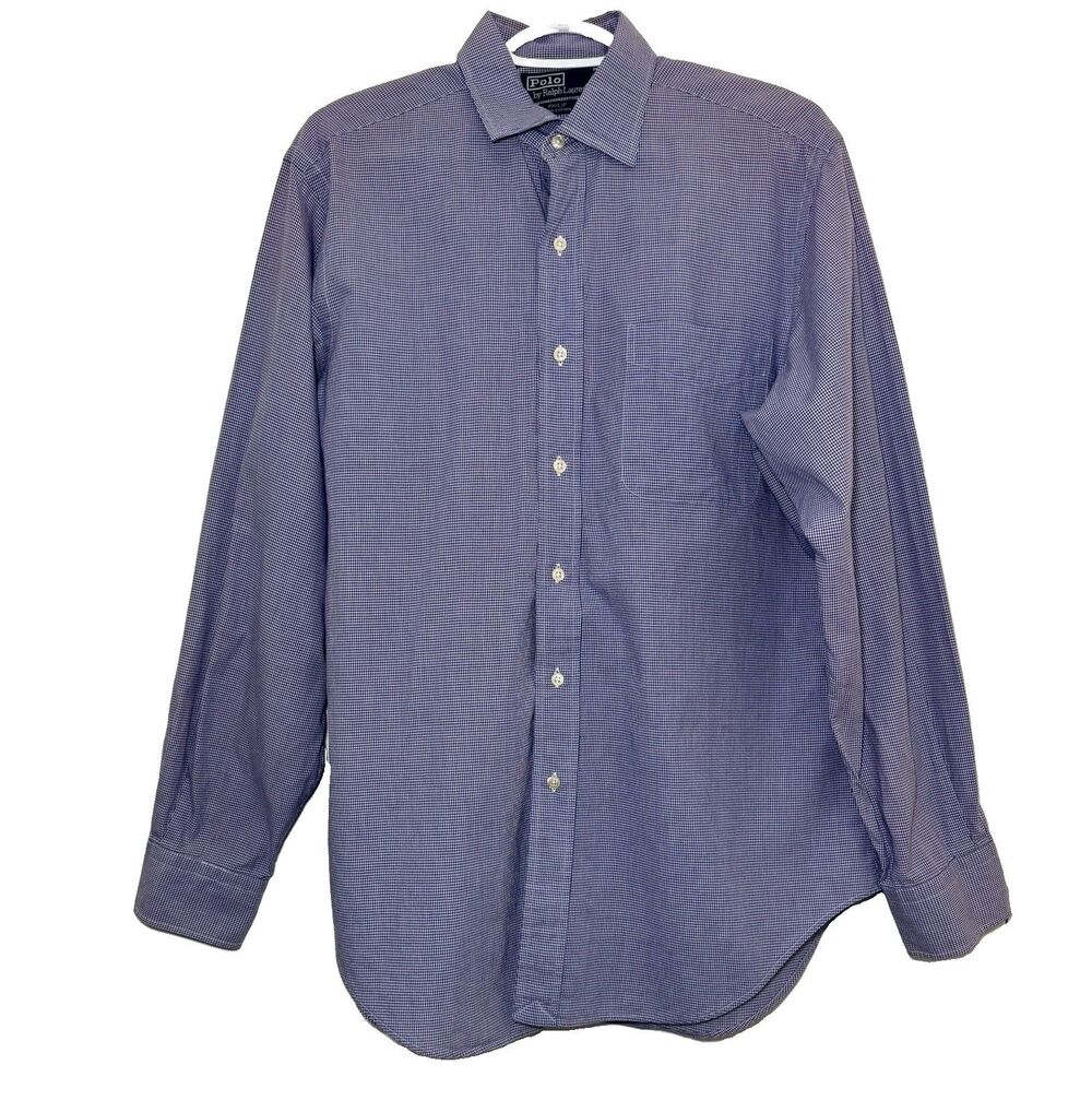 Polo Ralph Lauren Philip Men’s 16 34/35 Purple Micro Check Cotton Dress Shirt